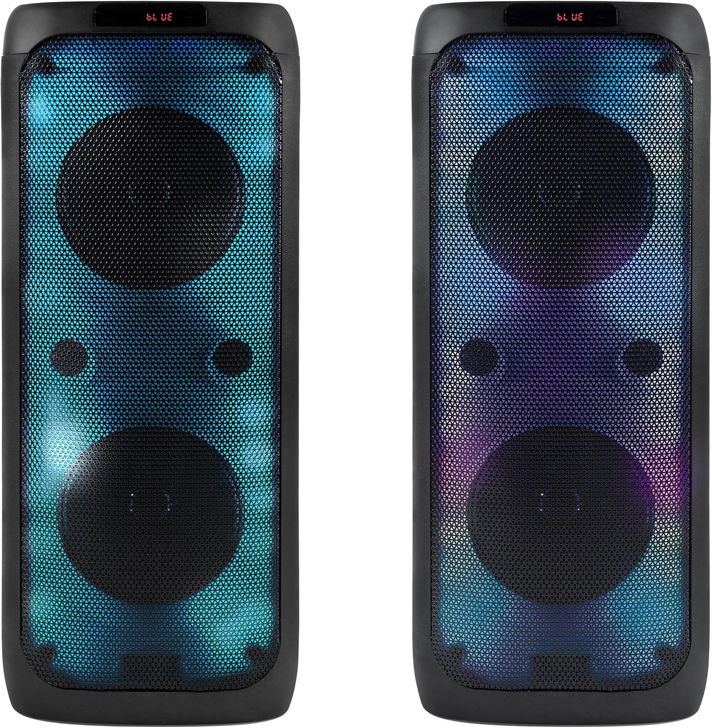 INTEMPO EE7515BLKSTKEU7 Bluetooth Karaoke Lautsprecher - Party-Stereolautsprecher mit Kabelmikrofon, Farbwechsel-LED-Lichter, Telefonhalter, drahtlose bis zu 25 m, einfach zu bedienende Steuerung