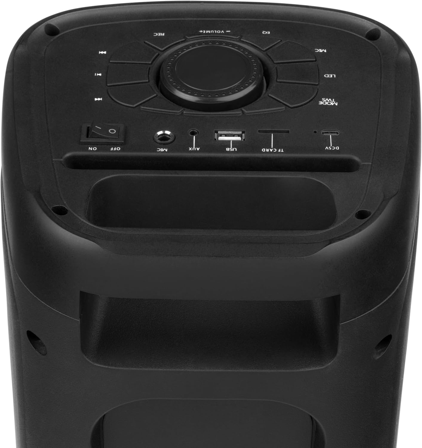 INTEMPO EE7515BLKSTKEU7 Bluetooth Karaoke Lautsprecher - Party-Stereolautsprecher mit Kabelmikrofon, Farbwechsel-LED-Lichter, Telefonhalter, drahtlose bis zu 25 m, einfach zu bedienende Steuerung