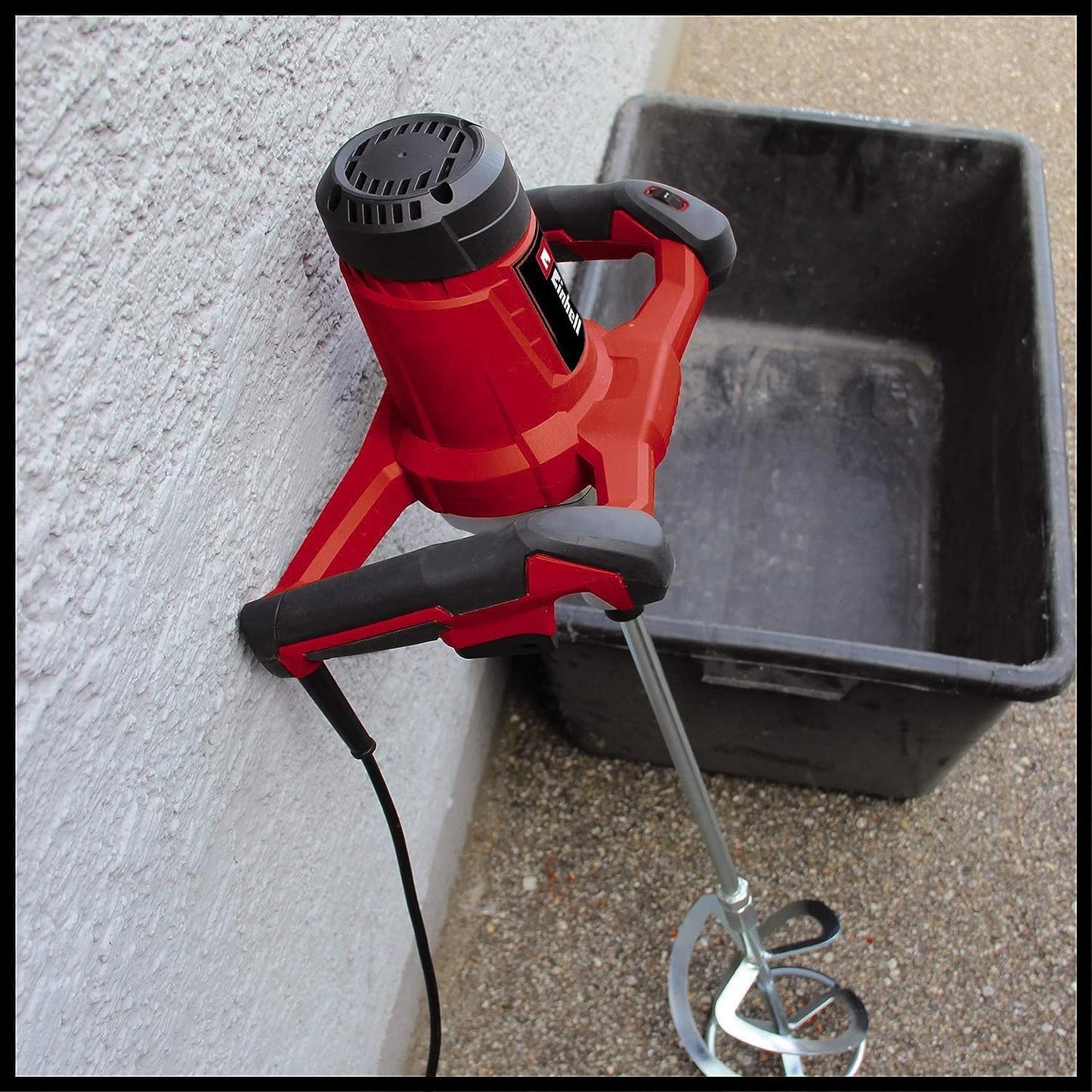 Einhell Farb-Mörtelrührer TC-MX 1400-2 E (1400 W, 0-780 1/min Drehzahl, M14 Rühreraufnahme, Drehzahlelektronik, Aluminium-Getriebegehäuse, inkl. Rührer), Rot