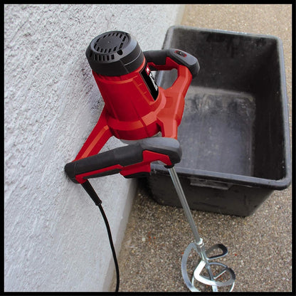 Einhell Farb-Mörtelrührer TC-MX 1400-2 E (1400 W, 0-780 1/min Drehzahl, M14 Rühreraufnahme, Drehzahlelektronik, Aluminium-Getriebegehäuse, inkl. Rührer), Rot