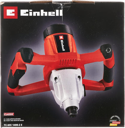 Einhell Farb-Mörtelrührer TC-MX 1400-2 E (1400 W, 0-780 1/min Drehzahl, M14 Rühreraufnahme, Drehzahlelektronik, Aluminium-Getriebegehäuse, inkl. Rührer), Rot