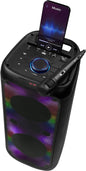 INTEMPO EE7515BLKSTKEU7 Bluetooth Karaoke Lautsprecher - Party-Stereolautsprecher mit Kabelmikrofon, Farbwechsel-LED-Lichter, Telefonhalter, drahtlose bis zu 25 m, einfach zu bedienende Steuerung