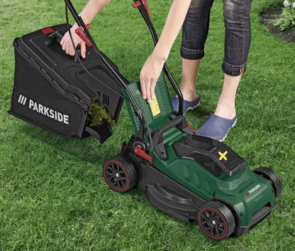Parkside 20V Akku Rasenmäher PRMA 20 Li B2 Mulch Einsatz inklusiv Akku